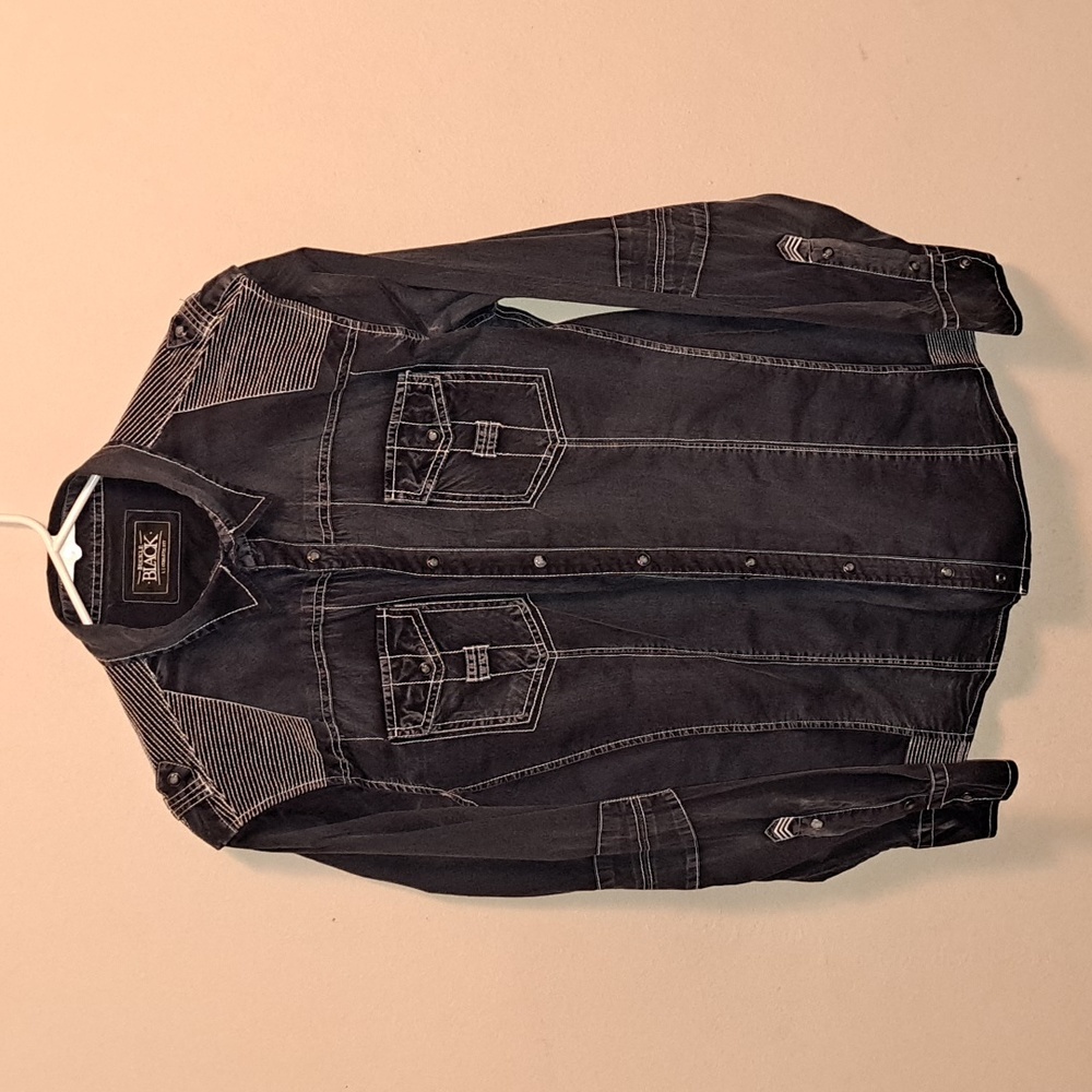 Men's Buckle black button down shirt. Size L athletic fit. Blue